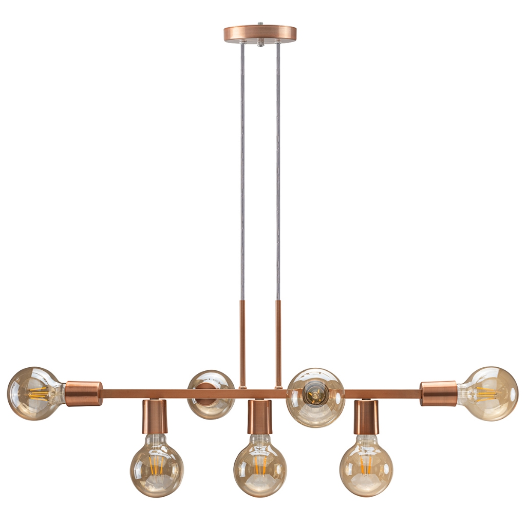 Luminária de teto Pendente Rubis para 7 Lâmpadas 68cm moderno industrial (Estilo Jabuticaba)