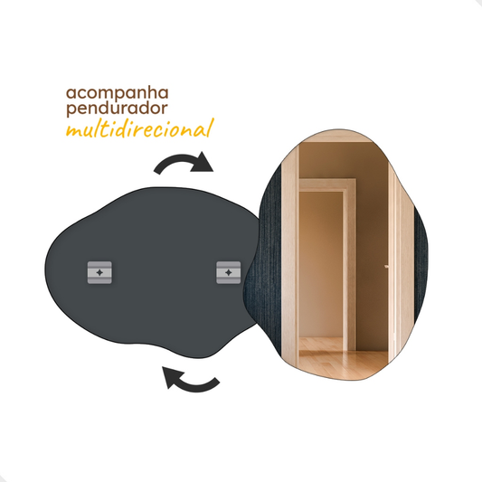 Espelho Pinterest Retrô Lapidado Orgânico 55x75cm de Parede Minimalista Banheiro Hall Entrada Lavabo