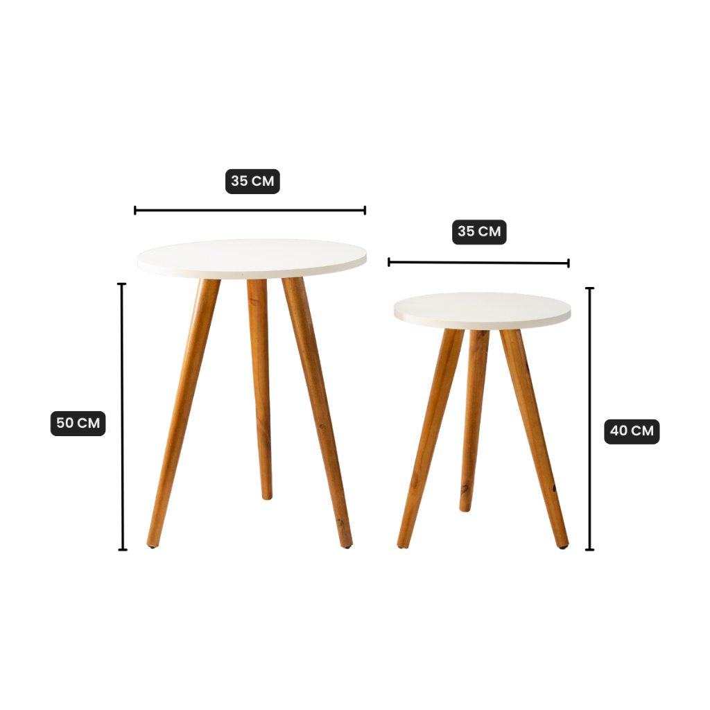Kit Mesa Lateral Redonda de Canto de Sofá Para Sala Decoração