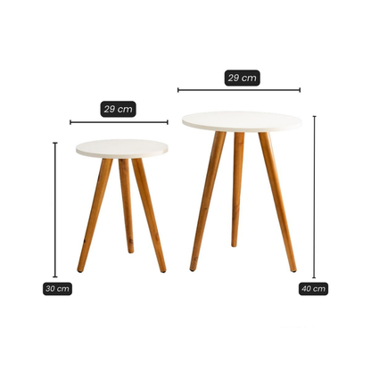 Kit Mesa Lateral Redonda de Canto de Sofá Para Sala Decoração