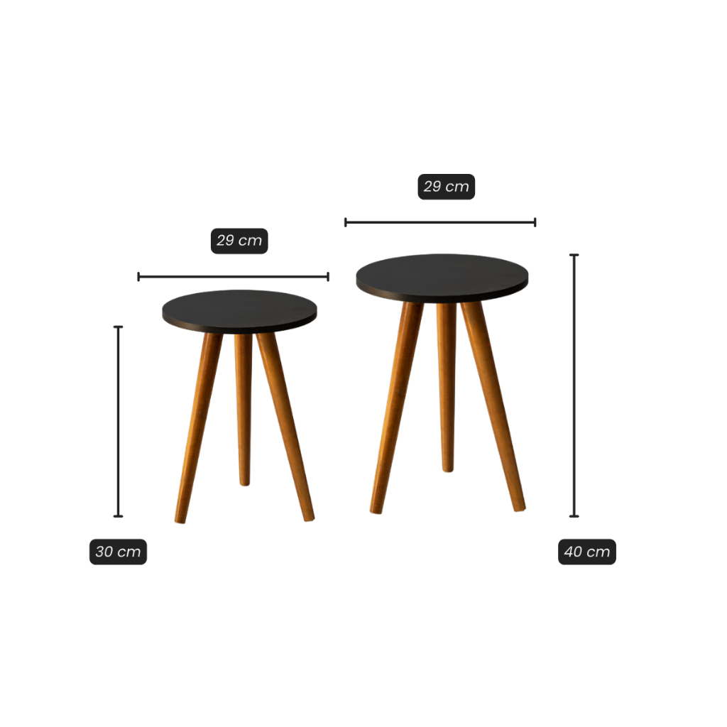 Kit Mesa Lateral Redonda de Canto de Sofá Para Sala Decoração