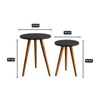Kit Mesa Lateral Redonda de Canto de Sofá Para Sala Decoração