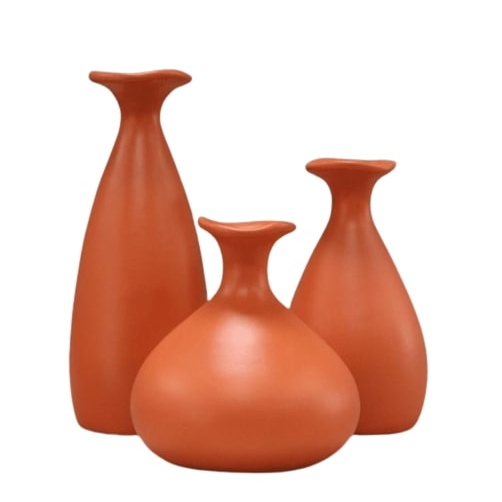 Trio Vaso Garrafa De Cerâmica Decorativa Para decoração Sala Suculenta