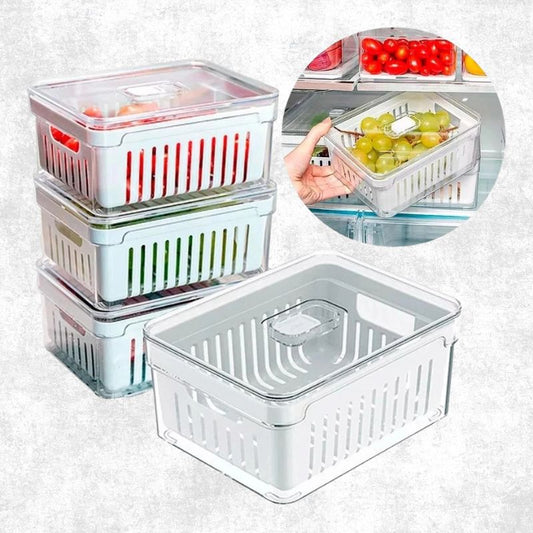 Kit Linea Crystal 4x – Organizadores de Geladeira 2,2L com Cestos