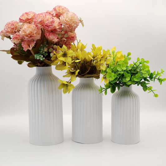 Trio de Vasos Cachepot Vaso Riscado Suave - alta qualidade impressão 3D