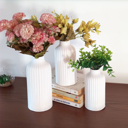 Trio de Vasos Cachepot Vaso Riscado Suave - alta qualidade impressão 3D